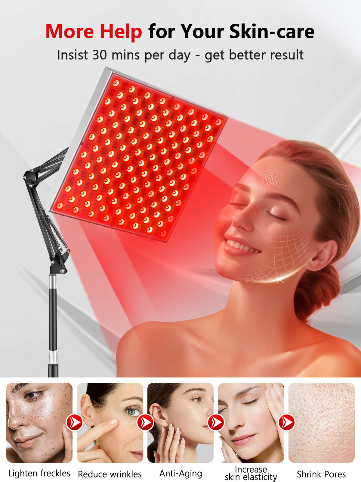 Red Light Therapy for Face and Body, 45W Dual 660nm Red & 850nm Infrared Red Light Therapy Lamp, Home Use Light Therapy Device Panel with Adjustable Stand/Desktop Clamp & Glasses