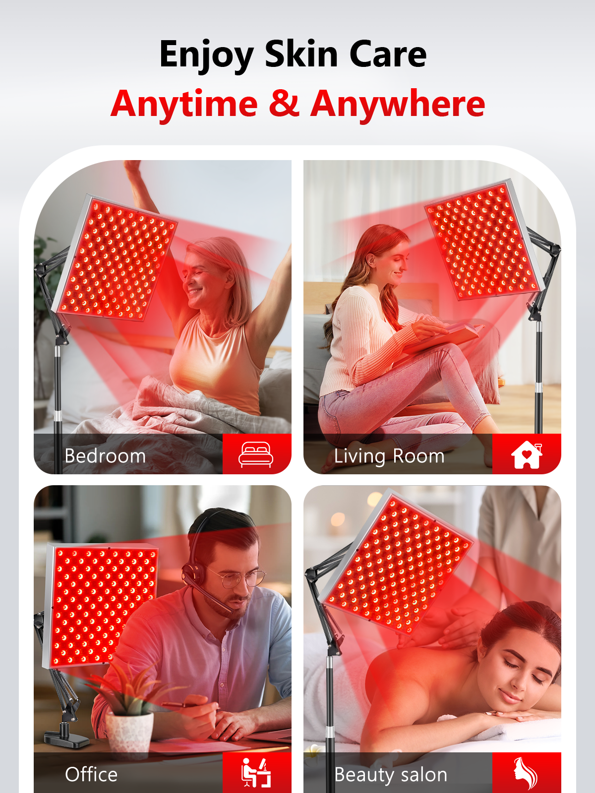 Red Light Therapy for Face and Body, 45W Dual 660nm Red & 850nm Infrared Red Light Therapy Lamp, Home Use Light Therapy Device Panel with Adjustable Stand/Desktop Clamp & Glasses