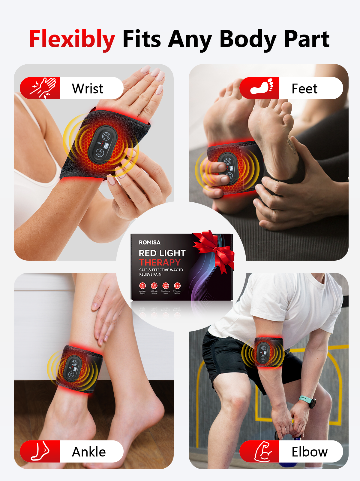 ROMISA Red Light Therapy for Hand, Near Infrared Light Therapy Wrist Brace & Red Light Therapy Wrist Wrap Pad for Faster Recovery