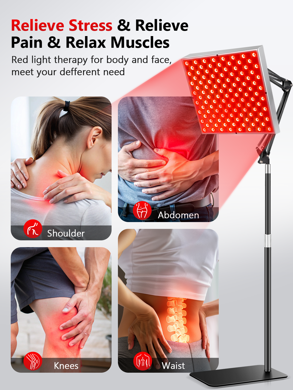 Red Light Therapy for Face and Body, 45W Dual 660nm Red & 850nm Infrared Red Light Therapy Lamp, Home Use Light Therapy Device Panel with Adjustable Stand/Desktop Clamp & Glasses