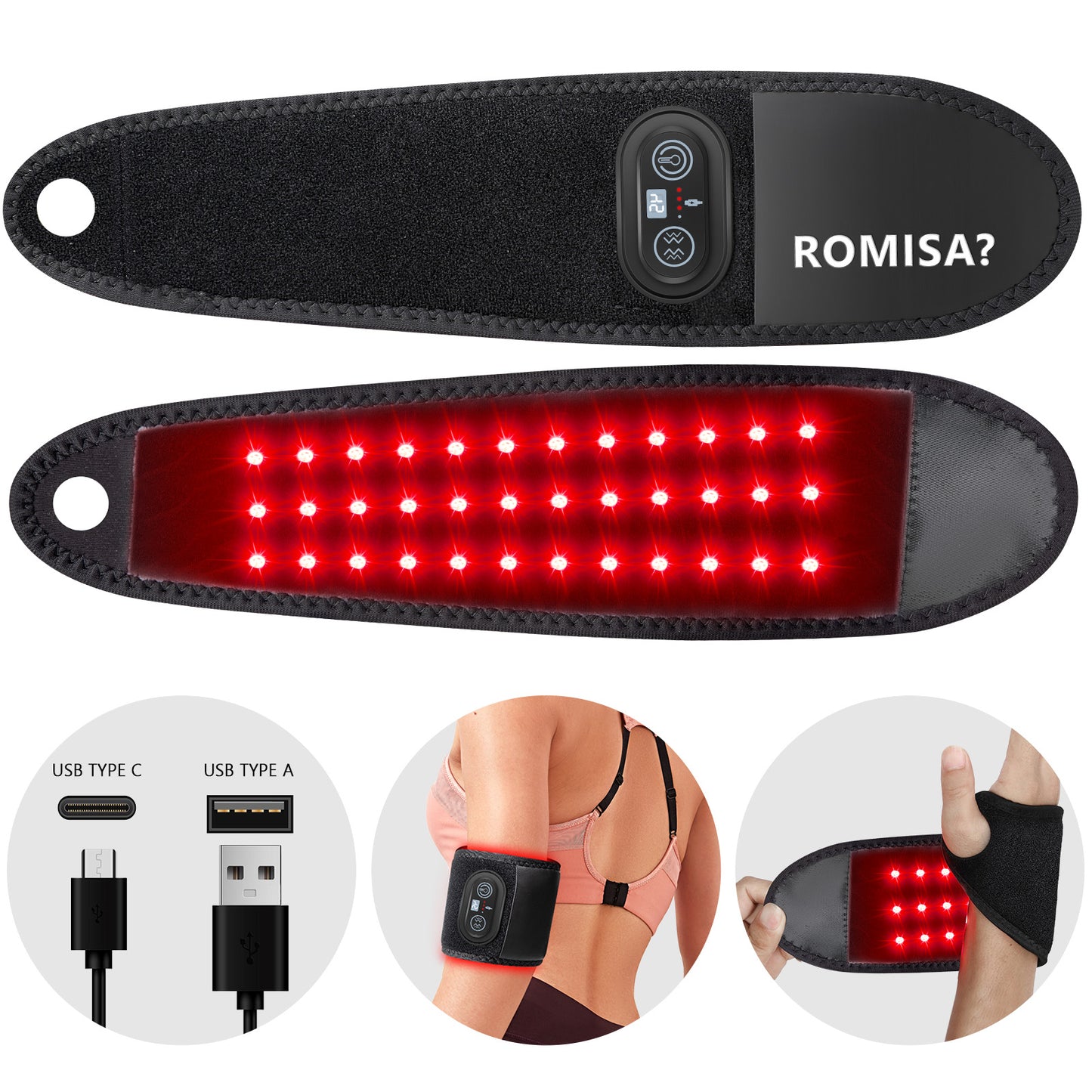 ROMISA Red Light Therapy for Hand, Near Infrared Light Therapy Wrist Brace & Red Light Therapy Wrist Wrap Pad for Faster Recovery