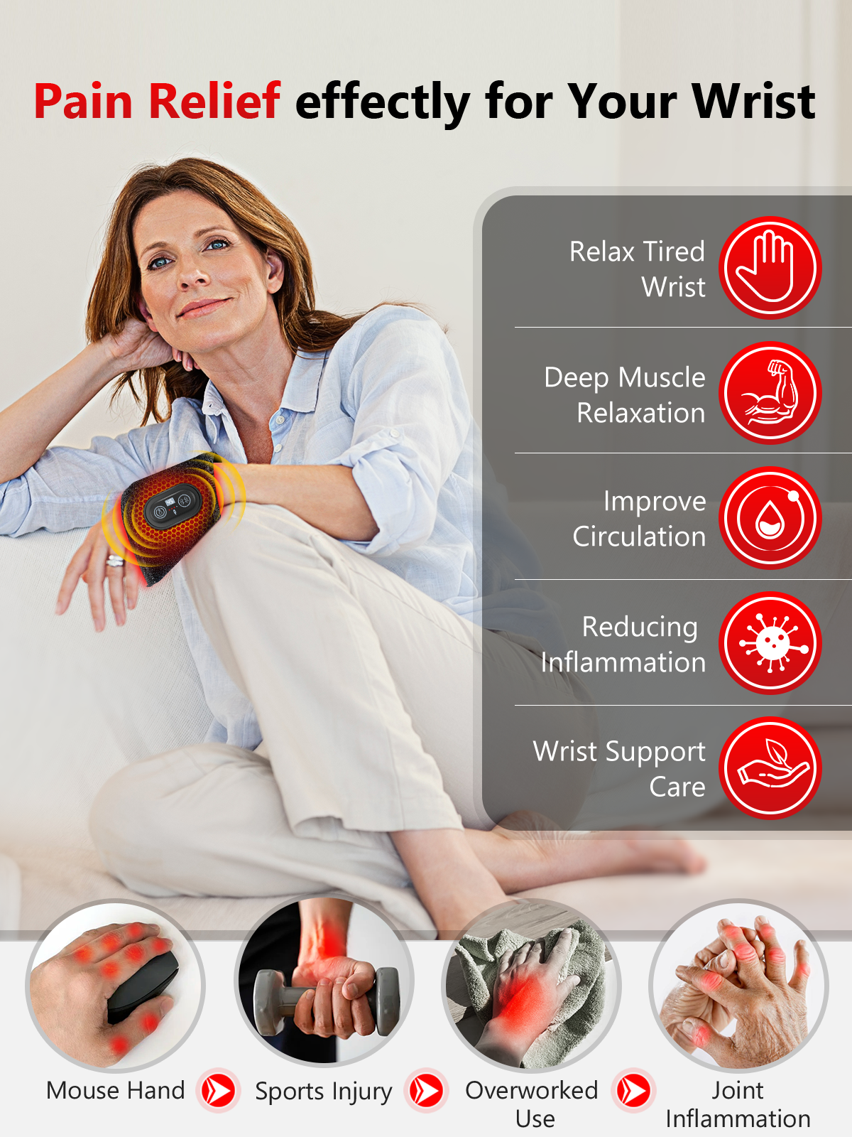 ROMISA Red Light Therapy for Hand, Near Infrared Light Therapy Wrist Brace & Red Light Therapy Wrist Wrap Pad for Faster Recovery