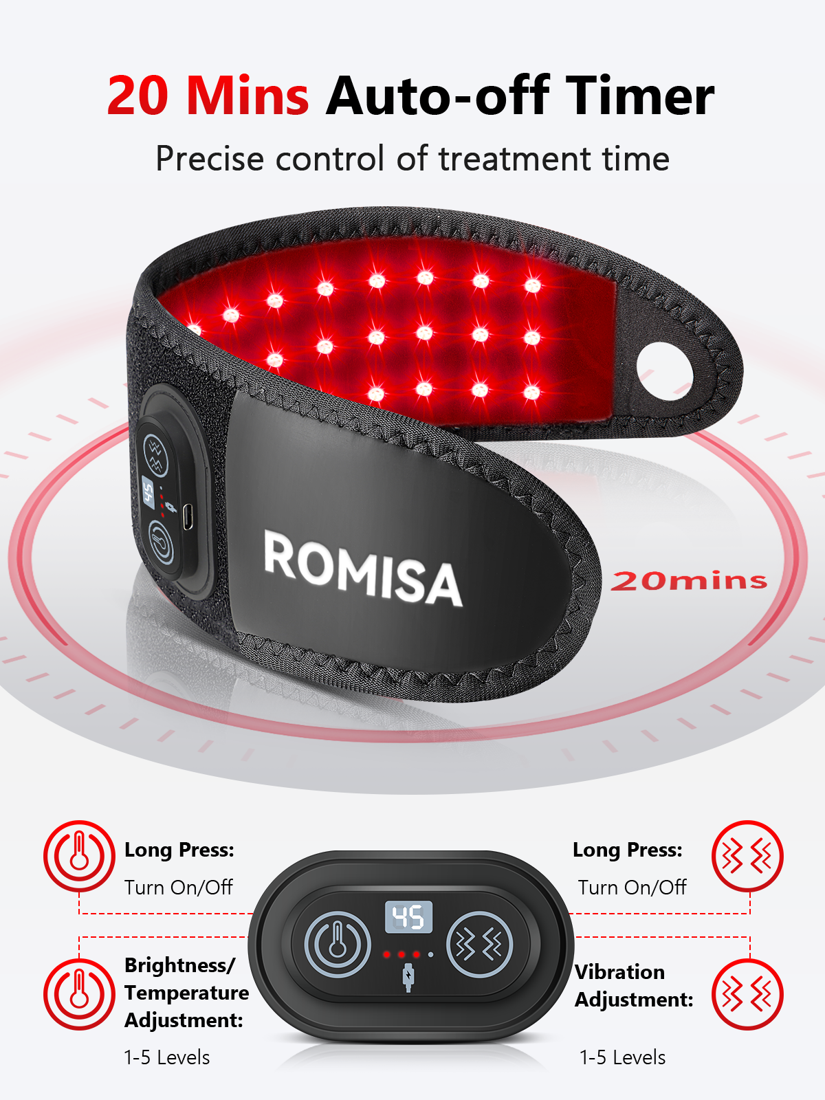 ROMISA Red Light Therapy for Hand, Near Infrared Light Therapy Wrist Brace & Red Light Therapy Wrist Wrap Pad for Faster Recovery